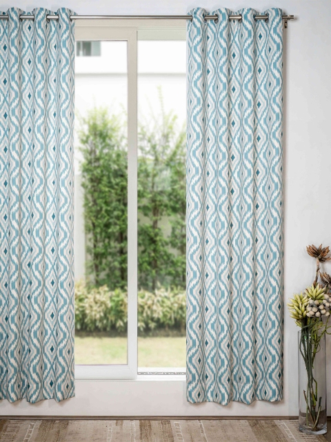 

SHIVANAA HOMES Blue & White Set Of 1 Ethnic Motifs Room Darkening Door Curtain