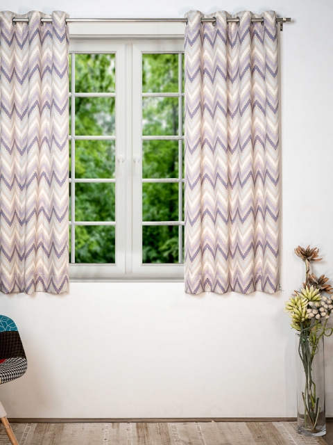 

SHIVANAA HOMES Purple & Beige Set Of 1 Room Darkening Window Curtain