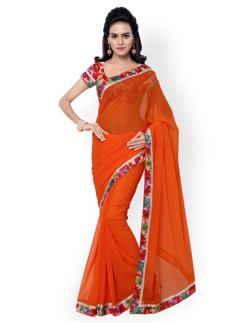 

Florence Orange Faux Georgette Saree