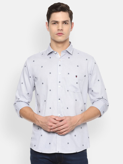 

Louis Philippe Sport Men Grey & Blue Slim Fit Checked Pure Cotton Casual Shirt