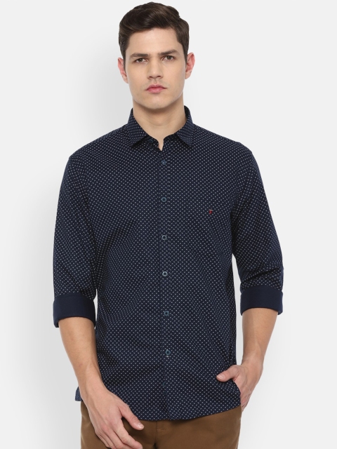 

Louis Philippe Sport Men Navy Blue & White Slim Fit Printed Pure Cotton Casual Shirt