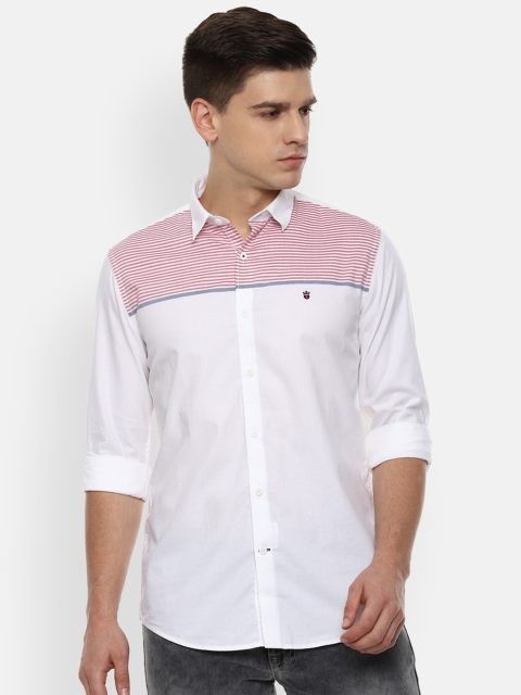

Louis Philippe Sport Men White & Pink Slim Fit Striped Pure Cotton Casual Shirt