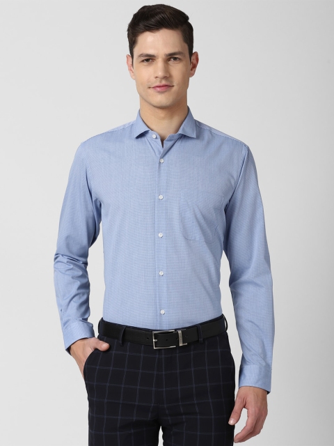 

Peter England Men Blue & White Micro Checks Checked Formal Shirt