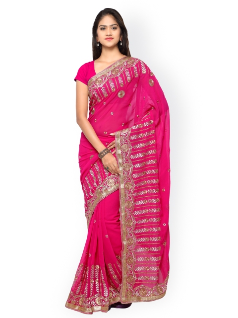

Florence Pink Embroidered Chiffon Saree