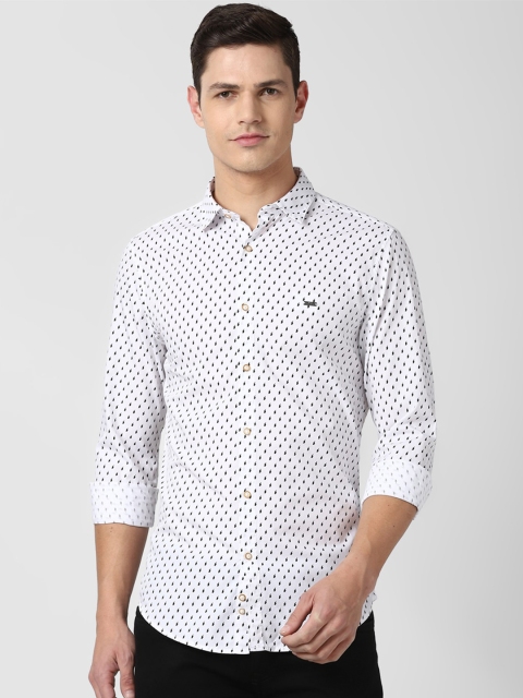 

Peter England Casuals Men White Slim Fit Printed Casual Cotton Shirt