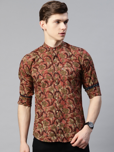 

Readiprint Fashions Men Maroon & Black Comfort Floral Printed Cotton Casual Shirt