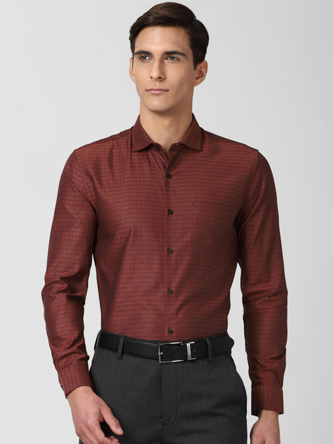 

Peter England Elite Men Brown Slim Fit Formal Cotton Shirt