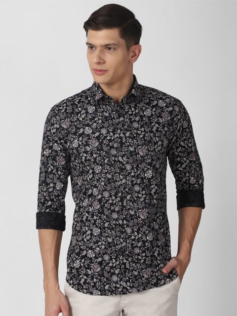 

V Dot Men Black & Beige Slim Fit Printed Pure Cotton Casual Shirt