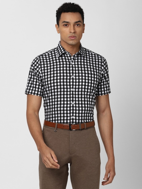 

Van Heusen Men Black Slim Fit Gingham Checked Formal Cotton Shirt