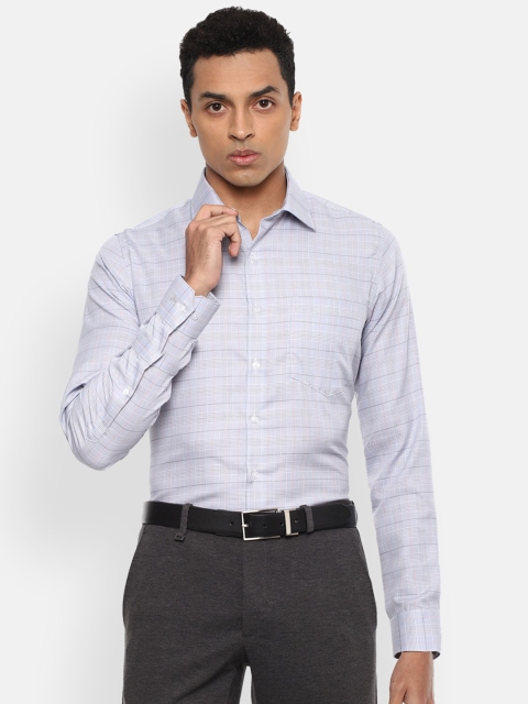 

Van Heusen Men Grey & Black Slim Fit Checked Pure Cotton Formal Shirt