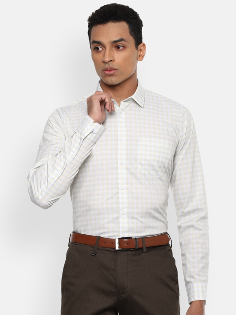 

Van Heusen Men Yellow & White Slim Fit Checked Formal Shirt