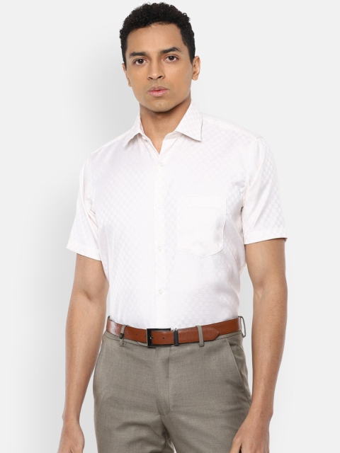 

Van Heusen Men White Self Design Formal Cotton Shirt