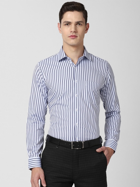 

Van Heusen Men Navy Blue Slim Fit Striped Formal Shirt