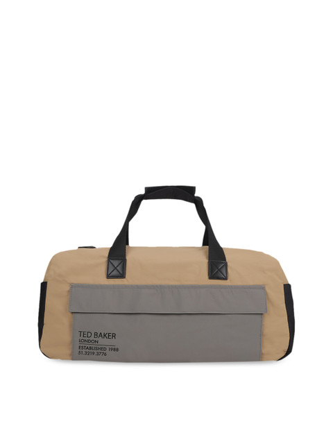 

Ted Baker Men Tan Brown Colorblocked Leather Duffel Bag
