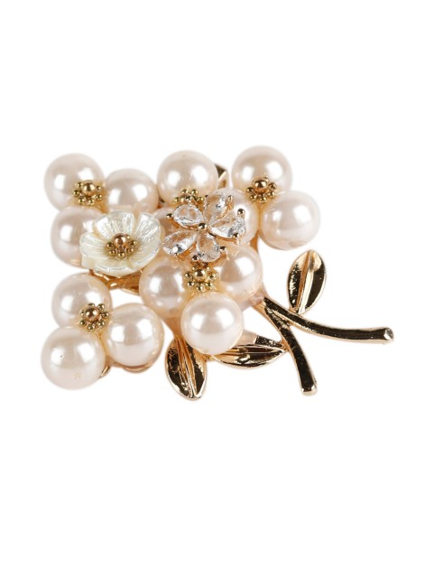 

Alvaro Castagnino Men Men White & Gold-Toned Embellished Brooch