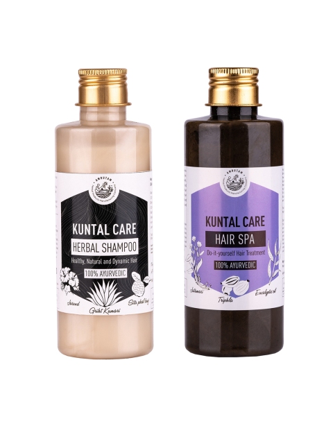 

AMRUTAM Set of 100% Ayurvedic Kuntal Care Herbal Shampoo & Hair Spa, Peach