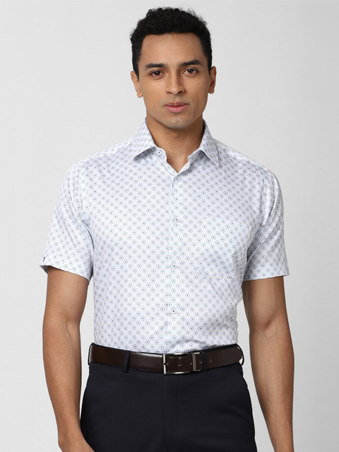 

Van Heusen Men White Printed Formal Cotton Shirt