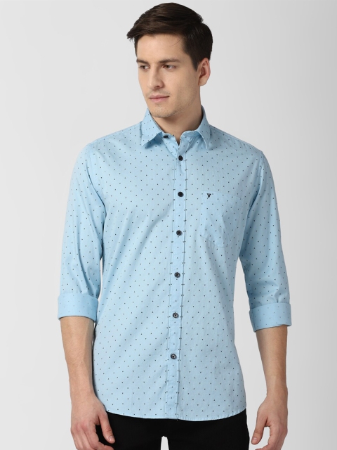 

Van Heusen Sport Men Blue Micro Ditsy Printed Slim Fit Pure Cotton Casual Shirt