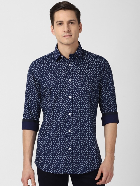 

Van Heusen Sport Men Navy Blue Micro Ditsy Printed Slim Fit Pure Cotton Shirt