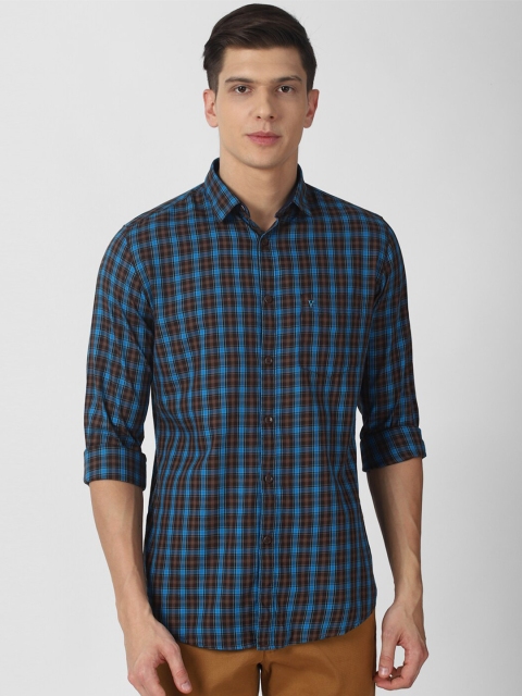 

Van Heusen Sport Men Blue Checked Slim Fit Pure Cotton Casual Shirt