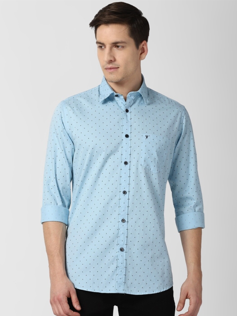 

Van Heusen Sport Men Blue Slim Fit Printed Pure Cotton Casual Shirt