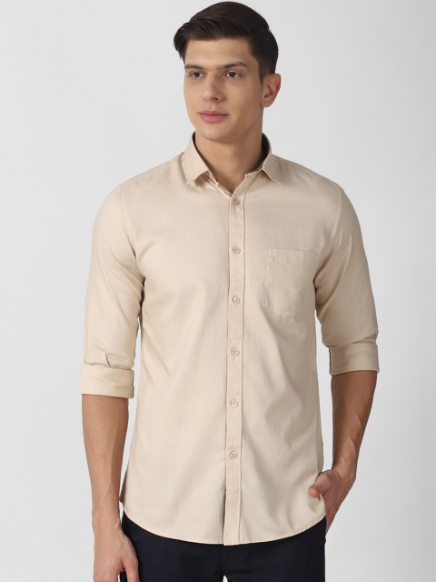 

Van Heusen Sport Men Beige Solid Slim Fit Casual Pure Cotton Shirt