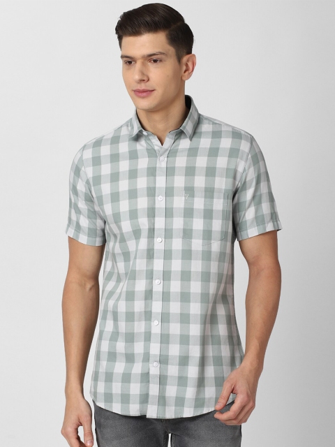 

Van Heusen Sport Men Green Slim Fit Gingham Checked Pure Cotton Shirt