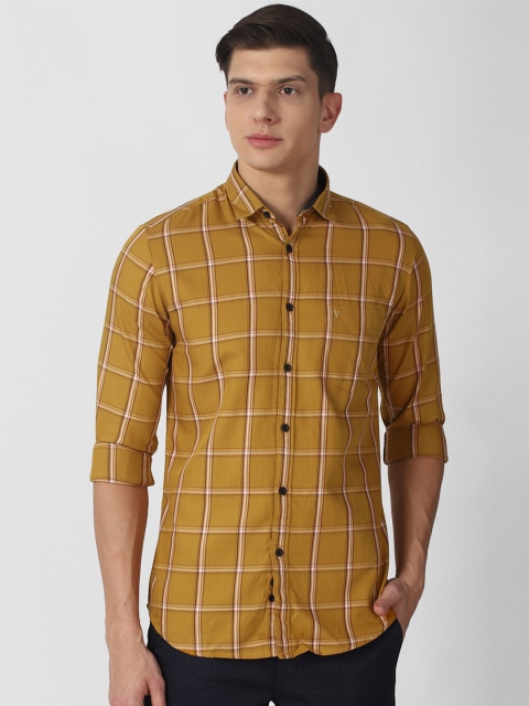 

Van Heusen Sport Men Mustard Yellow Slim Fit Checked Casual Shirt
