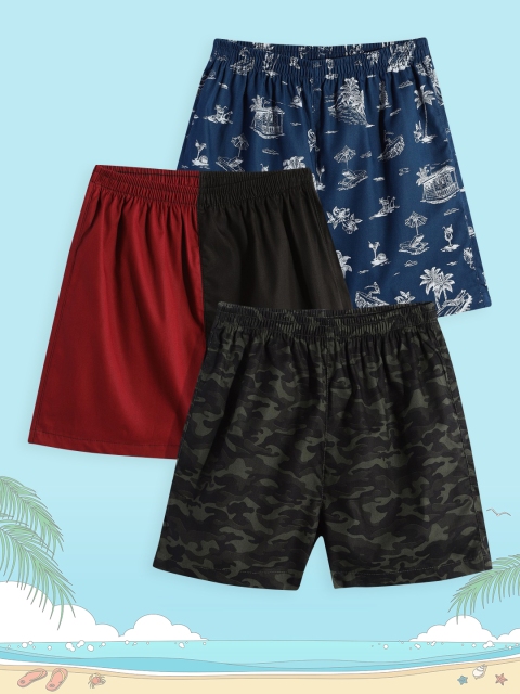 

URBAN HUG Kids Pack of 3 Pure Cotton Boxers UHKBOXPO3066_7-8Y, Olive