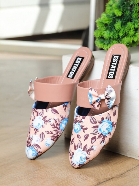 

ESTATOS Women Peach-Coloured Printed Ballerinas Flats