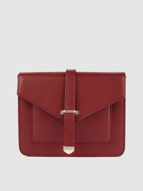 

AccessHer Maroon Leather Structured Sling Bag