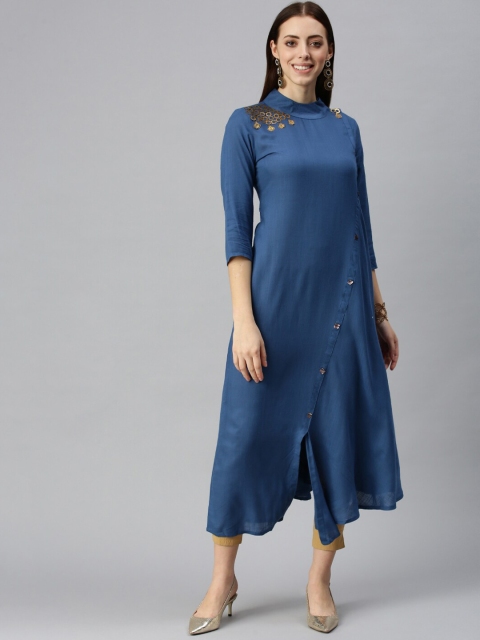 

SHOWOFF Women Blue Kurta