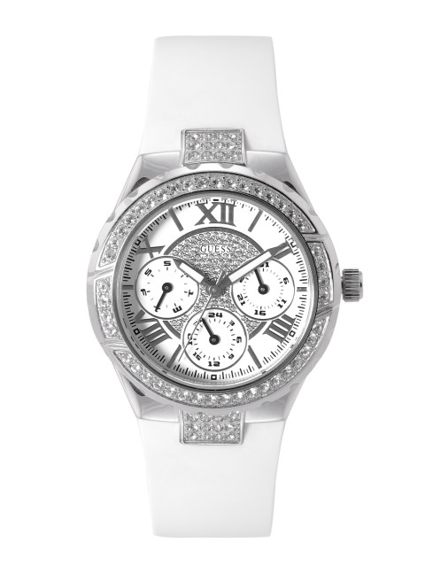 

GUESS Women White Embellished Analogue Chronograph Watch W0300L1