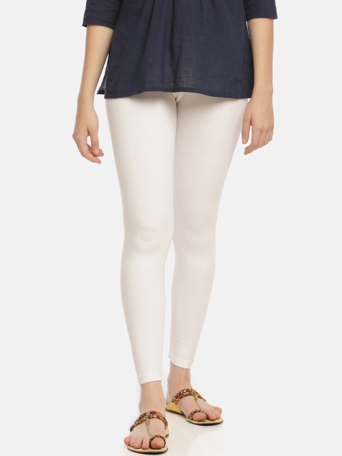 

Zelen Women White Solid Ankle-Length Organic Cotton Leggings