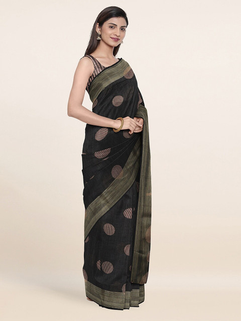 

Pothys Black & Grey Printed Zari Saree