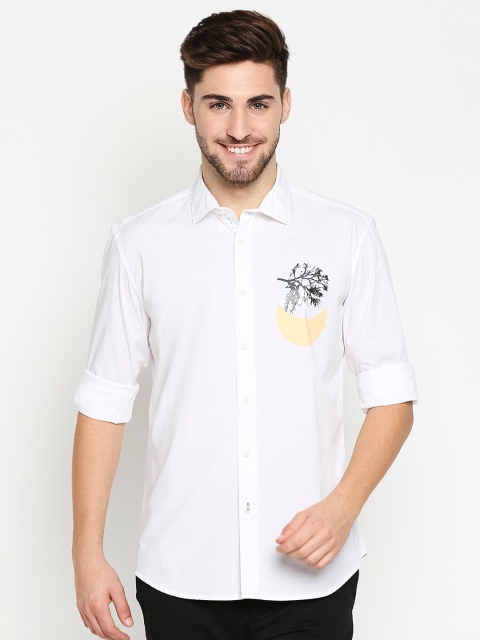 

Basics Men White Slim Fit Casual Shirt