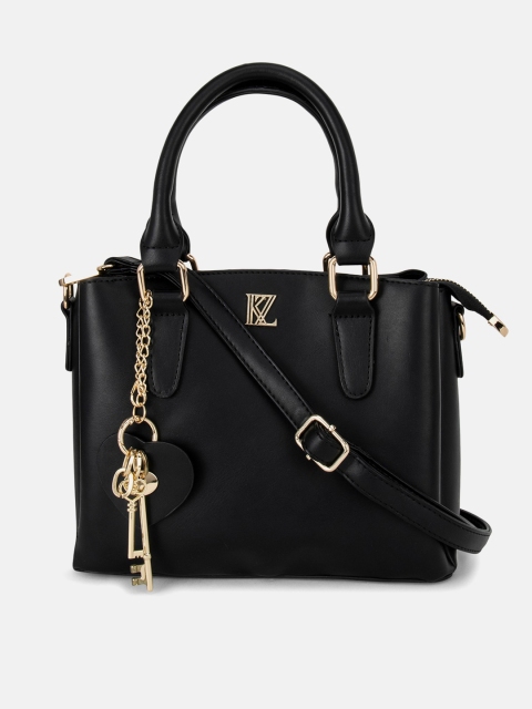 

Kazo Black Structured Handheld Bag with Tasselled