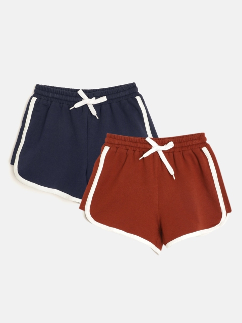 

luyk Girls Navy Blue High-Rise Running Shorts