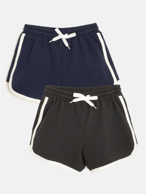 

luyk Girls Navy Blue High-Rise Running Shorts