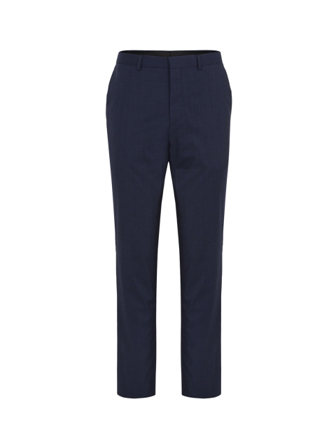 

HUGO Men Navy Blue Cotton Formal Trousers