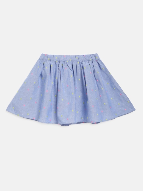 

MINI KLUB Girls Blue Embroidered Pure Cotton Skirts