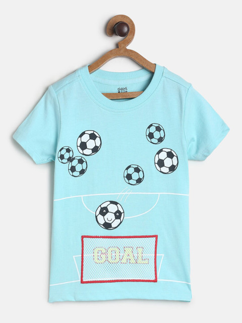 

MINI KLUB Boys Blue Printed Organic Cotton Applique T-shirt