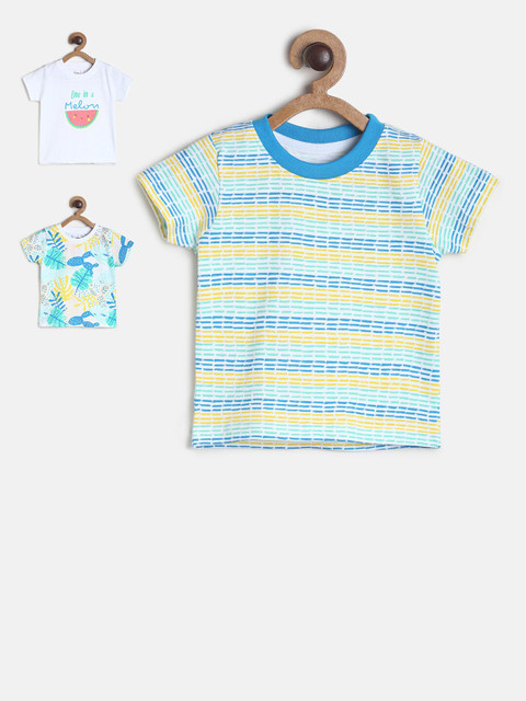 

MINI KLUB Boys Multicoloured Typography 3 Striped Applique T-shirt, Multi