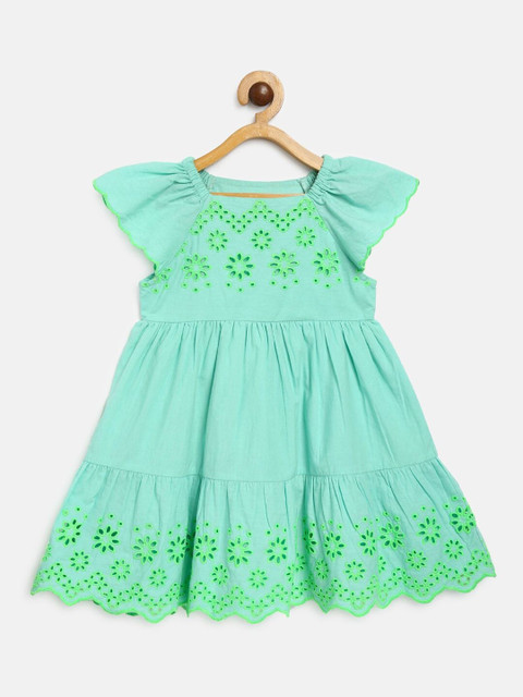 

MINI KLUB Blue A-Line Schiffli Cotton Dress