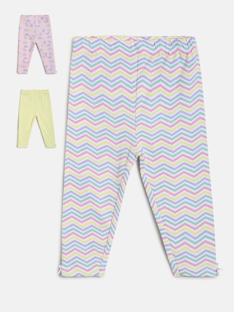 

MINI KLUB Infant Girls Pack Of 3 Ankle-Length Leggings, Grey melange
