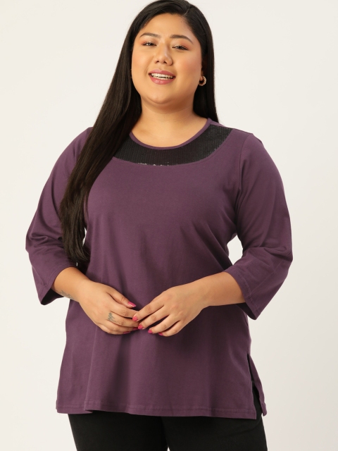 

Revolution Women Plus Size Burgundy Solid Top
