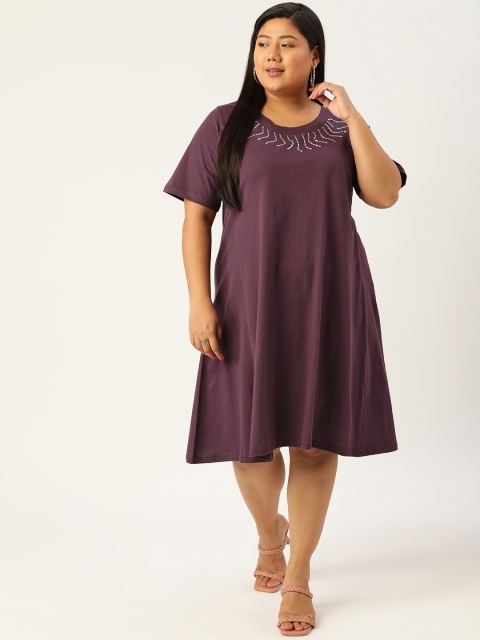 

Revolution Women Plus Size Purple A-Line Midi Dress