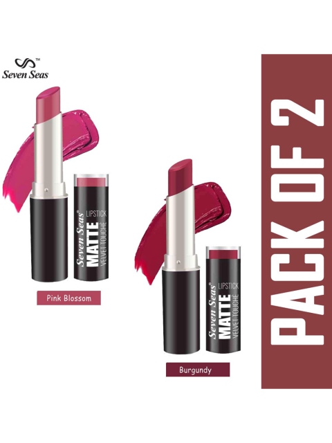 

Seven Seas Set of 2 Matte Velvet Touch Lipstick - Burgundy & Pink Blossom