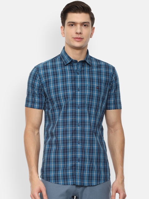

Louis Philippe Jeans Men Blue Slim Fit Checked Cotton Casual Shirt