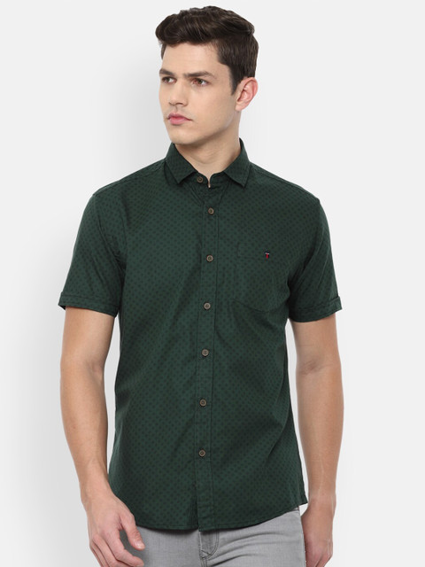 

Louis Philippe Jeans Men Green Slim Fit Printed Casual Shirt